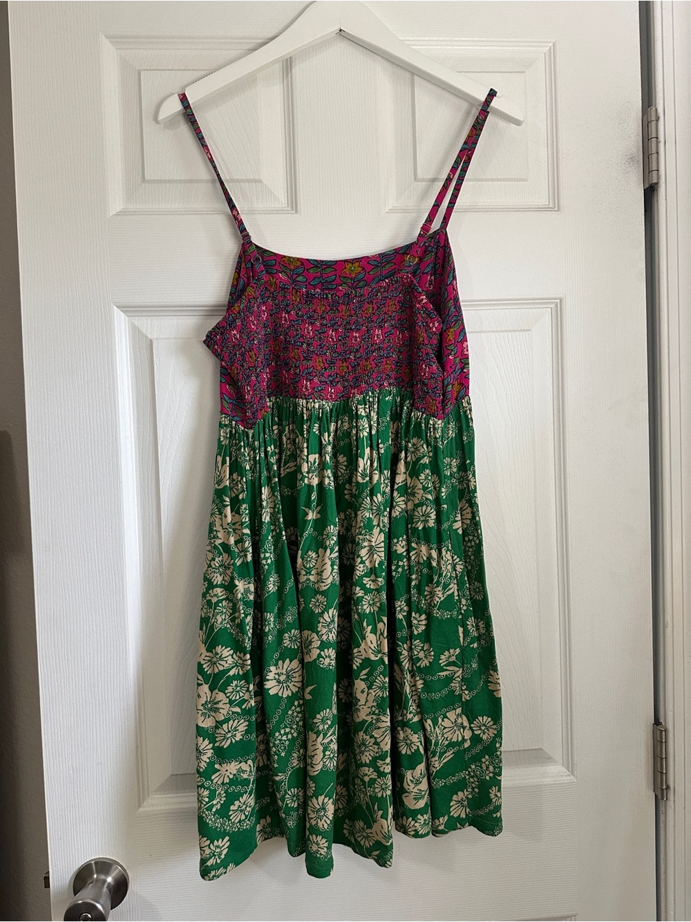 NATURAL LIFE Pink and Green Blocked Floral Mini Dress - Picture 2 of 4
